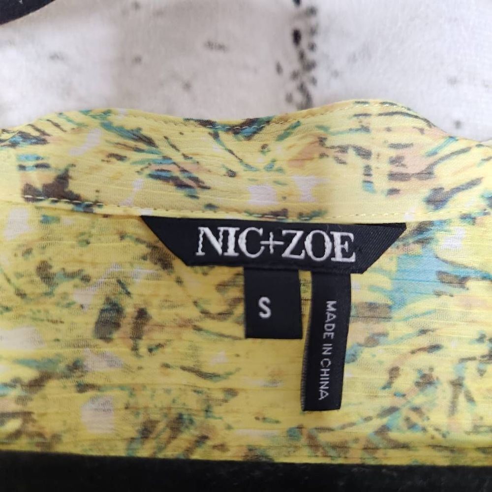 Nic + Zoe Printed Split V-Neck Hi-Low Hem Tunic Top Yellow Small - Picture 14 of 14